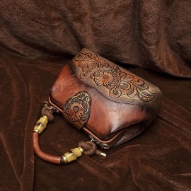 Retro Style Floral Pattern Women'S Handbag, PU Shoulder Bag, High-end All-round Crossbody Bag Suitable For Gifts