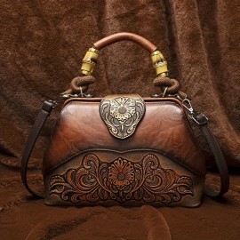 Retro Style Floral Pattern Women'S Handbag, PU Shoulder Bag, High-end All-round Crossbody Bag Suitable For Gifts