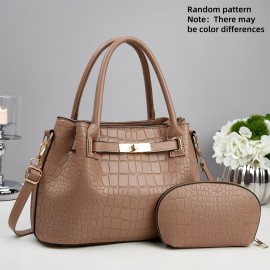 Women'S Handbag 2pcs Fashionable Stone Pattern Bag, Bridal Bag, First Choice for Gift, Universal for Four Seasons, Combination Bag, Wallet
