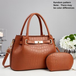 Women'S Handbag 2pcs Fashionable Stone Pattern Bag, Bridal Bag, First Choice for Gift, Universal for Four Seasons, Combination Bag, Wallet
