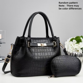Women'S Handbag 2pcs Fashionable Stone Pattern Bag, Bridal Bag, First Choice for Gift, Universal for Four Seasons, Combination Bag, Wallet