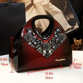 New Arrival Elegant Rhinestone-Embellished Clutch - Adjustable Shoulder Strap, Magnetic Closure, Synthetic Faux Leather Lining, Perfect for Women, Mother'S Day Gift, Cute Clutch
