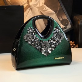 New Arrival Elegant Rhinestone-Embellished Clutch - Adjustable Shoulder Strap, Magnetic Closure, Synthetic Faux Leather Lining, Perfect for Women, Mother'S Day Gift, Cute Clutch