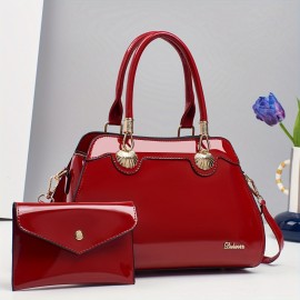 Elegant Minimalist Handbag with Sequin Embellish T, Adjustable Strap, Tablet Compart T, Zipper Closure, Polyester Lining, Wristlet Accessory - Solid Color, Multiple Colors Available