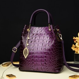 Stylish And Spacious Wo 'S Bucket with a Minimalist Crocodile Pattern, Perfect for Autumn And Winter, Can Be Used As a Hand Or.