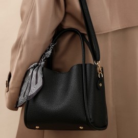 Women's Retro Tote Bag with Detachable Crossbody Strap - Elegant Bucket & Handbag, Golden-Tone Hardware, Closure, Golden-Tone Hardware, Beige//Black - Versatile Everyday & Formal Purse, Minimalist Square Design, Durable Lining, Multi-Functional Single-Shoulder Bag for Casual & Formal Events, Designer Bags for Women, Clutch Purse, Branded Bags for Women High Quality, Clutch Bags for Women Elegant, Handbags for Women Large Size