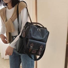 Large Capacity Vintage Brown Backpack - Versatile Shoulder & Handbag, Zipper Closure, Polyester Lining, Ideal for Travel & Daily Use, Travel Backpack | Retro Style Bag | Durable Straps