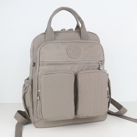 BO Women's Lightweight Nylon Backpack - Multi-Pocket School & Travel Backpack with /Korean Style, Adjustable Straps & Golden-Tone Hardware, Mustard-Yellow//Dark Grey, Durable Zipper Closure, Partition Storage for College,