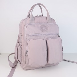 BO Women's Lightweight Nylon Backpack - Multi-Pocket School & Travel Backpack with /Korean Style, Adjustable Straps & Golden-Tone Hardware, Mustard-Yellow//Dark Grey, Durable Zipper Closure, Partition Storage for College,