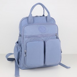 BO Women's Lightweight Nylon Backpack - Multi-Pocket School & Travel Backpack with /Korean Style, Adjustable Straps & Golden-Tone Hardware, Mustard-Yellow//Dark Grey, Durable Zipper Closure, Partition Storage for College,