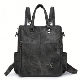 Women'S Retro Backpack - Vintage Crossbody with Detachable Strap, Golden-Tone Hardware & Zipper Closure, Multi-Color Options (/Red/)