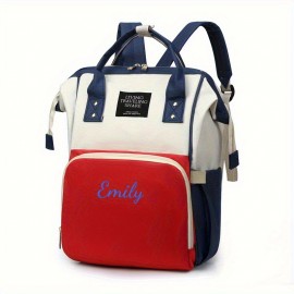 2pcs/1pc Stylish Color Block Backpack, Large Capacity Multifunctional Travel Shoulder Bag with Zipper and Multiple Compartments, Suitable for Daily Use, Travel, Commuting, Personalized Name Embroidery Available