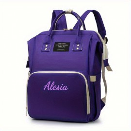 2pcs/1pc Stylish Color Block Backpack, Large Capacity Multifunctional Travel Shoulder Bag with Zipper and Multiple Compartments, Suitable for Daily Use, Travel, Commuting, Personalized Name Embroidery Available