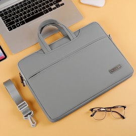 Laptop Briefcase with a Minimalist And Practical Design, Featuring Multiple Layers to Accommodate a Computer And Accessories, Lightweight And Casual, It Includes a Shock-Absorbing Compartment for The Laptop, And Can Be Carried As a Shoulder Bag, Handheld, Or Crossbody, And Fits Over a Suitcase Handle