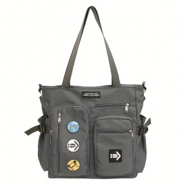 1pc Oxford Material Men'S Casual Shoulder Bag, Large Tote with Multiple Pockets, Street Style Crossbody Satchel for Students