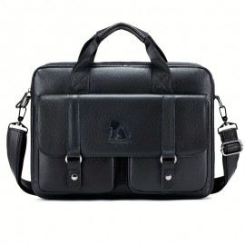 Men's Genuine Leather Business Briefcase - 15