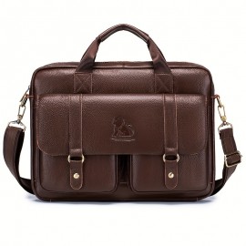 Men's Genuine Leather Business Briefcase - 15