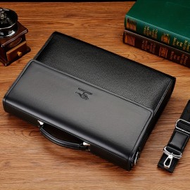 Men'S Large Capacity Business Briefcase - Versatile Shoulder & Crossbody Bag with Adjustable Strap, Ideal for Daily Commute and Travel, Black, Briefcase