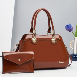 Elegant Minimalist Handbag with Sequin Embellish T, Adjustable Strap, Tablet Compart T, Zipper Closure, Polyester Lining, Wristlet Accessory - Solid Color, Multiple Colors Available