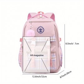 Royal Caribbean Cruise Backpack - Large Capacity Travel Backpack with Adjustable Padded Shoulder Straps, Pastel Pink/Plaid/Black, Cruise-Themed Anchor & Compass Design, Heavy-Duty Nylon School Backpack for Men, Women, Teens - Ideal for Travel, College, Work, Vacation - Compatible with Royal Caribbean Cruises