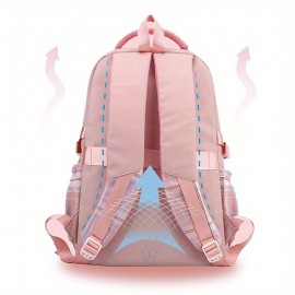 Royal Caribbean Cruise Backpack - Large Capacity Travel Backpack with Adjustable Padded Shoulder Straps, Pastel Pink/Plaid/Black, Cruise-Themed Anchor & Compass Design, Heavy-Duty Nylon School Backpack for Men, Women, Teens - Ideal for Travel, College, Work, Vacation - Compatible with Royal Caribbean Cruises