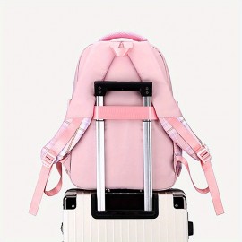 Royal Caribbean Cruise Backpack - Large Capacity Travel Backpack with Adjustable Padded Shoulder Straps, Pastel Pink/Plaid/Black, Cruise-Themed Anchor & Compass Design, Heavy-Duty Nylon School Backpack for Men, Women, Teens - Ideal for Travel, College, Work, Vacation - Compatible with Royal Caribbean Cruises