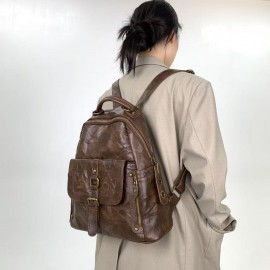 Women'S Vintage Backpack - Large Capacity Purse with Adjustable Strap, Zipper Closure, Synthetic Bag for Women, Coffee Brown/Black - Everyday, Work, Party, Travel - Y2K Street Style Handbag, Party Accessory, Retro Aesthetic, Durable Construction, Spacious Tote, Fashion Lovers