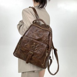 Women'S Vintage Backpack - Large Capacity Purse with Adjustable Strap, Zipper Closure, Synthetic Bag for Women, Coffee Brown/Black - Everyday, Work, Party, Travel - Y2K Street Style Handbag, Party Accessory, Retro Aesthetic, Durable Construction, Spacious Tote, Fashion Lovers