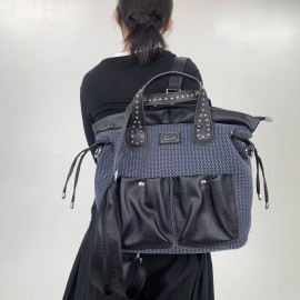 Women's Vintage Y2K Red/Blue Handbag with Adjustable Crossbody/Backpack Strap, Multi-Pocket Nylon Bag for Work, Commute & Parties - Casual Zipper Closure &, Stylish Streetwear Purse