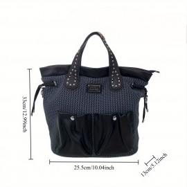 Women's Vintage Y2K Red/Blue Handbag with Adjustable Crossbody/Backpack Strap, Multi-Pocket Nylon Bag for Work, Commute & Parties - Casual Zipper Closure &, Stylish Streetwear Purse