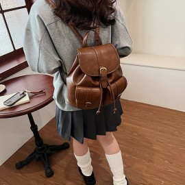 Vintage College-Style Women'S Backpack with Large Capacity, Fashionable And Versatile, Suitable for Casual Outings And Students' Books.