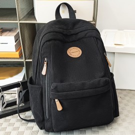 New Women'S Fashion Corduroy Backpack with Simple Color Block Design, Modern Trendy Double Shoulder Bag, Soft Fabric, Multi-Pocket Storage for Books, Notebooks, Phones, Wallets, Tablets, and Gifts, Perfect for Work, School, Shopping, Travel, and Camping, Casual Outings, Stylish and Functional for Everyday Use, Backpack for Women, Lightweight Backpack for Women, Backpack for High School, Convertible Backpack for Women, Backpack Handbags for Women, Backpack for Women High Quality