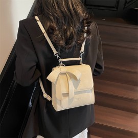 Women's Backpack with Bow-like design - Backpack, Metallic Hardware, Handbag/Bookbag for Women, Everyday & Formal Use - Available in Beige, Black, Coffee Brown, Gray, Pink - Durable & Easy-Clean, Backpack Purse, Travel Accessory, Elegant Handbag, Sturdy Hardware, Functional Bag, Professional Women