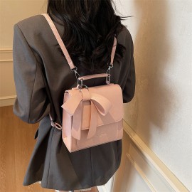 Women's Backpack with Bow-like design - Backpack, Metallic Hardware, Handbag/Bookbag for Women, Everyday & Formal Use - Available in Beige, Black, Coffee Brown, Gray, Pink - Durable & Easy-Clean, Backpack Purse, Travel Accessory, Elegant Handbag, Sturdy Hardware, Functional Bag, Professional Women