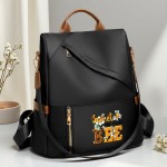 Sweet as Can Bee Women's Fashion Backpack - Playful Bee & Floral Print, Large Capacity with Multiple Pockets, Durable Polyester, Adjustable Straps, Beige/Black, Machine Washable for Casual & Professional Use, Soft Shell Design, Zipper Closure