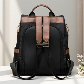 Sweet as Can Bee Women's Fashion Backpack - Playful Bee & Floral Print, Large Capacity with Multiple Pockets, Durable Polyester, Adjustable Straps, Beige/Black, Machine Washable for Casual & Professional Use, Soft Shell Design, Zipper Closure