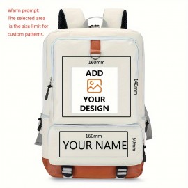 [Customizable Backpack] Lightweight Customizable Photo & Text Backpack | Oxford Fabric with Adjustable Straps, Black with Orange Accents, Machine Washable Personalized Gift, Ideal for Daily Commuting and Travel