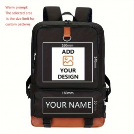 [Customizable Backpack] Lightweight Customizable Photo & Text Backpack | Oxford Fabric with Adjustable Straps, Black with Orange Accents, Machine Washable Personalized Gift, Ideal for Daily Commuting and Travel