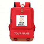 [Customizable Backpack] Lightweight Customizable Photo & Text Backpack | Oxford Fabric with Adjustable Straps, Black with Orange Accents, Machine Washable Personalized Gift, Ideal for Daily Commuting and Travel