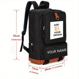 [Customizable Backpack] Lightweight Customizable Photo & Text Backpack | Oxford Fabric with Adjustable Straps, Black with Orange Accents, Machine Washable Personalized Gift, Ideal for Daily Commuting and Travel