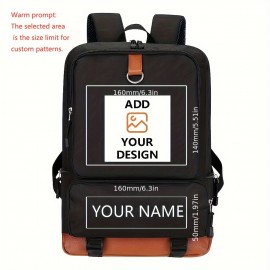 [Customizable Backpack] Lightweight Customizable Photo & Text Backpack | Oxford Fabric with Adjustable Straps, Black with Orange Accents, Machine Washable Personalized Gift, Ideal for Daily Commuting and Travel