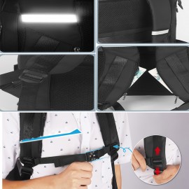 [Large Laptop Backpack] ASGA Large Capacity Laptop Backpack | Adjustable Shoulder Straps, Multiple Compartments, Durable Black Design for School, Travel & Daily Commute