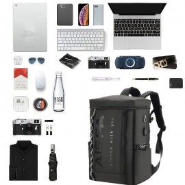 [Large Laptop Backpack] ASGA Large Capacity Laptop Backpack | Adjustable Shoulder Straps, Multiple Compartments, Durable Black Design for School, Travel & Daily Commute