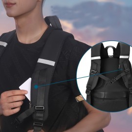 [Large Laptop Backpack] ASGA Large Capacity Laptop Backpack | Adjustable Shoulder Straps, Multiple Compartments, Durable Black Design for School, Travel & Daily Commute