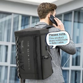 [Large Laptop Backpack] ASGA Large Capacity Laptop Backpack | Adjustable Shoulder Straps, Multiple Compartments, Durable Black Design for School, Travel & Daily Commute