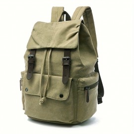 Vintage Canvas Backpack - Large Capacity, Durable Multi-Compartment Laptop Bag for Men & Women, Adjustable Straps, Zipper Closure, Ideal for Daily Commute & School, Casual Style, Backpack for School, Commuter Bag, Classic Design, Sturdy Construction, Backpack For Women, Backpack For Men, Laptop Backpack, Travel Backpack