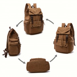 Vintage Canvas Backpack - Large Capacity, Durable Multi-Compartment Laptop Bag for Men & Women, Adjustable Straps, Zipper Closure, Ideal for Daily Commute & School, Casual Style, Backpack for School, Commuter Bag, Classic Design, Sturdy Construction, Backpack For Women, Backpack For Men, Laptop Backpack, Travel Backpack