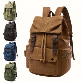 Vintage Canvas Backpack - Large Capacity, Durable Multi-Compartment Laptop Bag for Men & Women, Adjustable Straps, Zipper Closure, Ideal for Daily Commute & School, Casual Style, Backpack for School, Commuter Bag, Classic Design, Sturdy Construction, Backpack For Women, Backpack For Men, Laptop Backpack, Travel Backpack