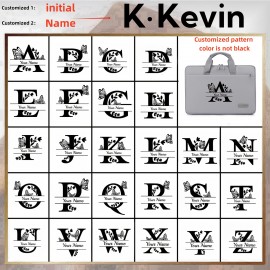 Personalized 180° Open-Close Durable Laptop Briefcase, Oxford Fabric Material, 14/15 Inch Computer Bag with Custom Butterfly Letter Design - Ideal Gift for School, Office, or Valentine'S Day - Black, Light Purple, Green, Gray, Dark Gray, Blue