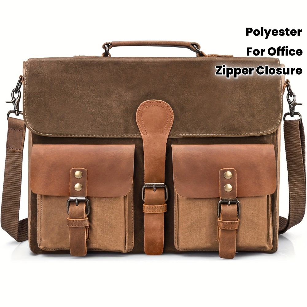 NEWHEY Men'S 15.6-Inch Laptop Crossbody Bag - Lightweight Canvas Shoulder Bag with Detachable Strap, Zipper Closure & Polyester Lining for Office, Commuting, Travel - Grey, Laptop Bag, Commuting Accessory, Minimalist Design, Zipper Closure Bag